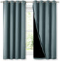 NICETOWN Extra Long Truly Blackout Drapes for Hall and Villa, 46-inch Width Each Panel, 45-inch Length, Greyish Blue, 2 Pieces, 100% Blackout Window Curtains with Black Lined for Night Shift Worker