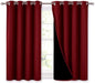 NICETOWN Kitchen Full Blackout Curtain Panels, Super Thick and Soft Insulated Window Covers, 100% Blackout Draperies with Black Backing for Cafe Window (Burgundy Red, Set of 2 PCs, 52 by 45-inch)