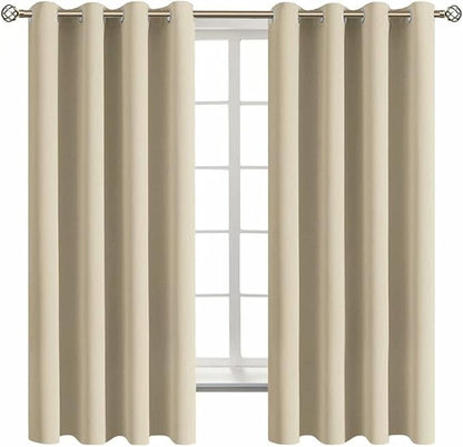 BGment Room Darkening Curtains 63 Inches Long - Grommet Thermal Insulated Drapes Window Treatment Curtains for Bedroom, 2 Panels, 52 x 63 Inch, Beige