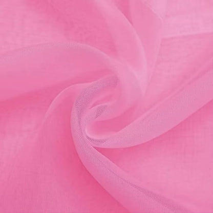 SpaceDresser Basic Rod Pocket Sheer Voile Window Curtain Panels Pink 1 Pair 2 Panels 60 Width 84 Inch Long for Kitchen Bedroom Children Living Room Yard（Pink, 60W x 84L）