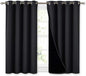 NICETOWN 100% Blackout Curtains 45 inches Length, 2 Thick Layers Completely Blackout Window Treatment Thermal Insulated Lined Drapes for Basement Window (Black, 1 Pair, 52 inches Width Each Panel)