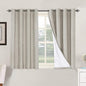 H.VERSAILTEX Linen Blackout Curtains 45 Inches Long 100% Absolutely Blackout Thermal Insulated Textured Linen Look Curtain Draperies Anti-Rust Grommet, Energy Saving with White Liner, 2 Panels, Stone