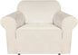 H.VERSAILTEX Stretch Velvet Armchair Cover Couch Covers 1 Cushion Chair Slipcover for Living Room Furniture Cover Crafted from Thick Comfy Rich Velour (Chair 31"-49", Ivory)