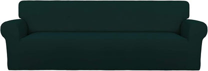 PureFit Super Stretch 4 Seater Sofa Slipcover – Spandex Non Slip Soft Couch Sofa Cover, Washable Furniture Protector with Non Skid Foam and Elastic Bottom for Kids, Pets （XX Large, Deep Teal）