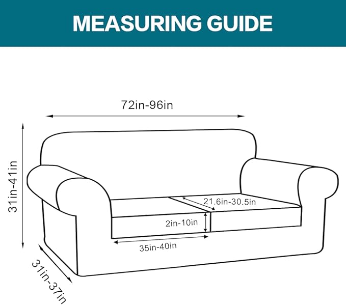 Turquoize 3 Piece Sofa Covers for 2 Cushion Couch Sofa Slipcover Soft Couch Cover for Dogs-Washable Sofa Furniture Covers with 2 Individual Cushion Covers Jacquard Fabric (2 Cushion Sofa, Taupe)