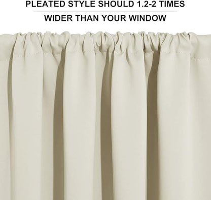 RYB HOME RV Curtains for Camper Windows, Mini Small Thermal Insulated Sunlight Heat Blocking Blocking Privacy Portable Curtains for Travel Trailer, Width 34 by Length 24, Beige, 2 Panels