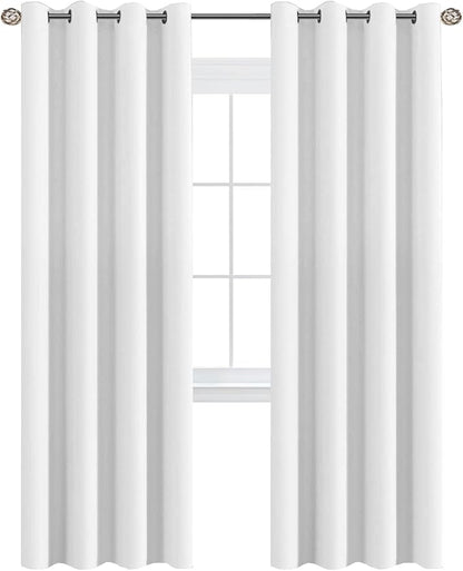 H.VERSAILTEX White Curtains for Bedroom Pure White Curtain 96 inches Long for Christmas Thermal Insulated Window Treatment Panel/Drape for Living Room, White, One Panel, Grommet Top, 52" W x 96" L