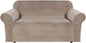 H.VERSAILTEX Stretch Velvet Loveseat Covers for 2 Cushion Couch Covers for Living Room Sofa Covers Slipcovers with Non Slip Straps Bottom, Ultra Thick Comfy Velour (Width 58"-72", Taupe)