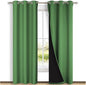 NICETOWN Forest Green Full Shade Curtain Panels, 37" Wide x 80" Long, Gray, Pair of Thermal Insulated & Energy Efficiency Blackout Drapes for Living Room, Lined Silky Performance Window Dressing