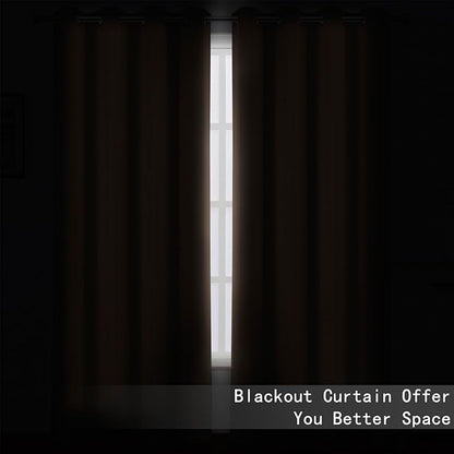 LEMOMO Blackout Curtains 52 x 120 Inch Long Cappuccino Curtains Set of 2 Panels Room Darkening Curtains for Bedroom and Living Room
