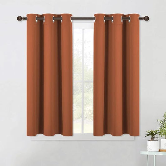 NICETOWN Burnt Orange Modern Blackout Curtains for Small Window, Thermal Insulated and Privacy Room Darkening Drape Panels for Boy's Guest Room Door Short Window (2 Panels, W42 x L45 -Inch)
