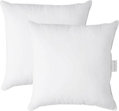 LANE LINEN 26x26 White Throw Pillow Inserts – Pack of 2 White, Fluffy Decorative Insert for Throw Pillow Covers, Perfect for Couch, Bed, Outdoor Use, and Elegant Sofa or Living Room Decor