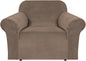 H.VERSAILTEX Stretch Velvet Armchair Cover Couch Covers 1 Cushion Chair Slipcover for Living Room Furniture Cover Crafted from Thick Comfy Rich Velour (Chair 31"-49", Coco Mocha)