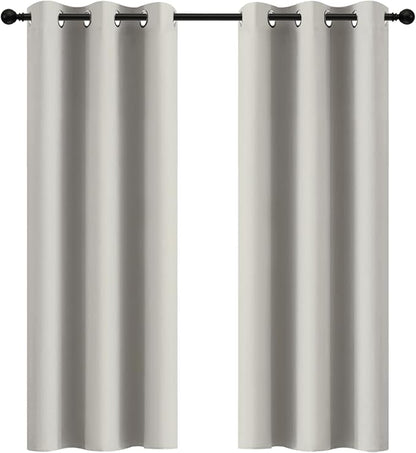 Yakamok Room Darkening Blackout Curtains Thermal Insulated Grommet Curtain Panels for Bedroom, 42W x 72L, Light Beige, 2 Panels