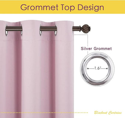 NICETOWN Room Darkening Draperies Curtains for Girls Room, Nursery Essential Thermal Insulated Grommet Top Blackout Panels (Lavender Pink, 1 Pair, 70 x 84 inches)