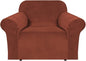 H.VERSAILTEX Stretch Velvet Armchair Cover Couch Covers 1 Cushion Chair Slipcover for Living Room Furniture Cover Crafted from Thick Comfy Rich Velour (Chair 31"-49", Rust)