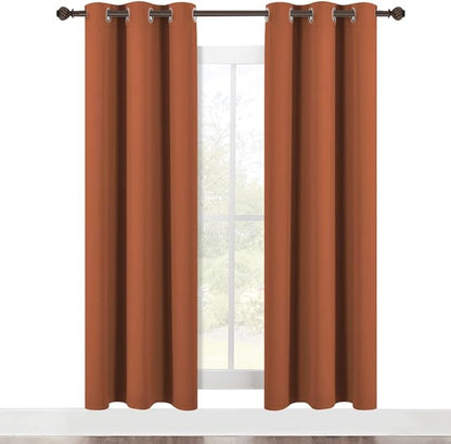 NICETOWN Modern Blackout Curtains Noise Reducing, Thermal Insulated and Privacy Room Darkening Drape Panels for Boy's Guest Room Door Window (Burnt Orange, 2 Panels, W42 x L72 -Inch)