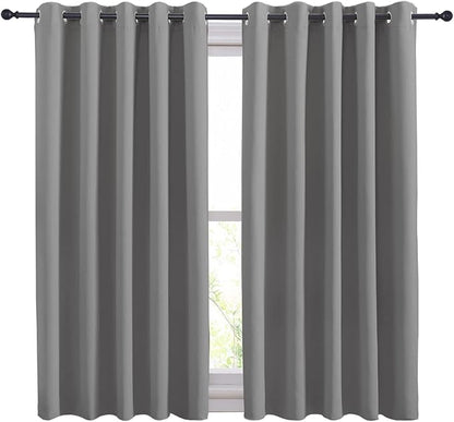 NICETOWN Silver Grey Blackout Curtain Panels for Bedroom, Thermal Insulated Extra Wide Blackout Draperies and Drapes for Basement (2 Panels, W70 x L54-inch)