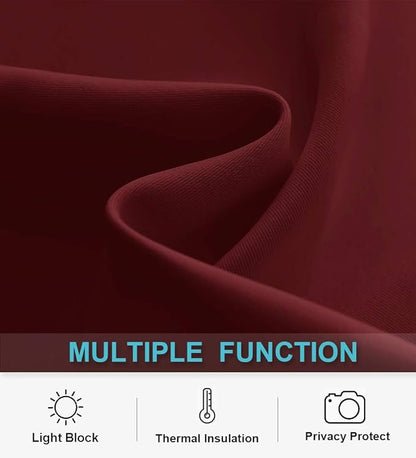RYB HOME Short Burgundy Red Blackout Curtains for Small Bedroom Window, Insulating UV Blocking Drapes for Kitchen Cafe Basement, Privacy Tiers for Bathroom Window, Width 42 by Length 36, Set of 2