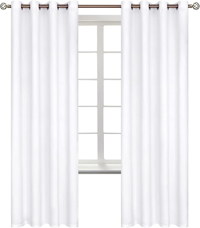 BGment Room Darkening Curtains 72 Inches Long - Grommet Thermal Insulated Drapes Window Treatment Curtains for Bedroom, 2 Panels, 52 x 72 Inch, Pure White