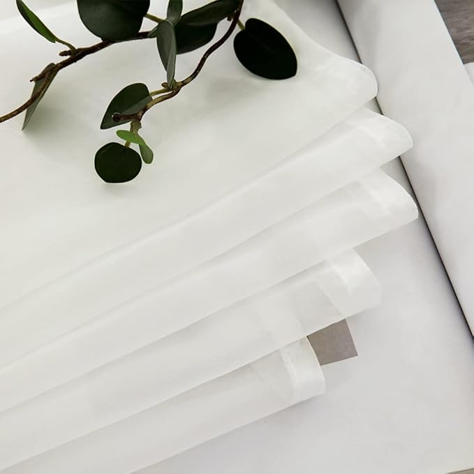 MIULEE 2 Panels Kitchen Tiers Half Window Sheer Curtains Rod Pocket Voile Drapes for Kitchen Bathroom Small Windows 54 by 36 Inch Ivory