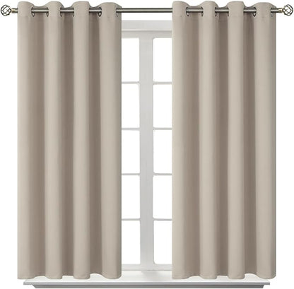 BGment Room Darkening Curtains 45 Inches Long - Grommet Thermal Insulated Drapes Window Treatment Curtains for Bedroom, 2 Panels, 52 x 45 Inch, Camel