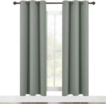 NICETOWN Modern Blackout Curtains Noise Reducing, Thermal Insulated and Privacy Room Darkening Drape Panels for Boy's Guest Room Door Window (Greyish Green, 2 Panels, W42 x L72 -Inch)
