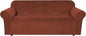 H.VERSAILTEX Stretch Velvet Sofa Covers for 3 Cushion Couch Covers Furniture Protector Soft with Non Slip Elastic Bottom, Crafted from Thick Comfy Rich Velour (Large Sofa 90"-97", Rust)