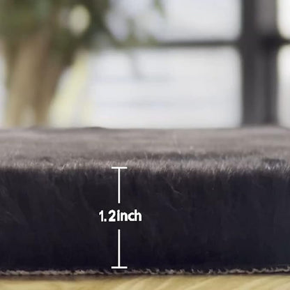 ORINOVA Black Fluffy Rug 5x8 Area Rugs for Bedroom Fuzzy Bunny Washable Fur Rugs for Living Room Teen Room Nursery Rectangle Rug