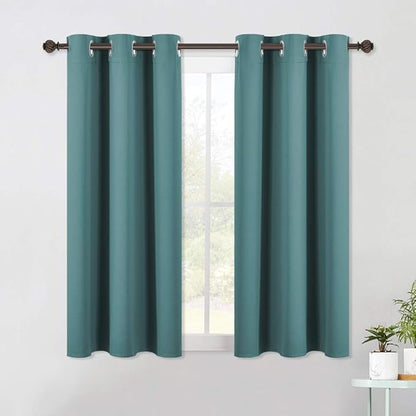 NICETOWN Blackout Window Curtains 60 inch Length 2 Panels, 34 x 60 Inch, Sea Teal, Grommet Top Room Darkening Thermal Insulated Solid Vertical Drapes for Bedroom/Kid Room