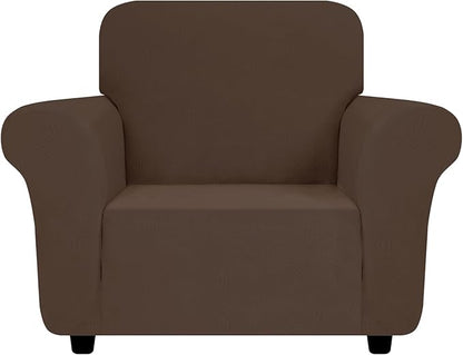 ZNSAYOTX Chair Cover with Arms (30"-47"), New Striped Sofa Chair Covers for Living Room, Dogs Pet Friendly Anti-Slip Chair Protector Spandex Armchair Slipcovers (Coffee, Chair)