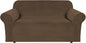 H.VERSAILTEX Stretch Velvet Loveseat Covers for 2 Cushion Couch Covers for Living Room Sofa Covers Slipcovers with Non Slip Straps Bottom, Ultra Thick Comfy Velour (Width 58"-72", Bronze Brown)