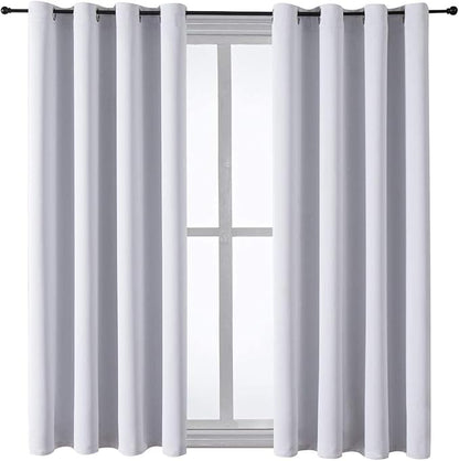 ChrisDowa Grommet Room Darkening Curtains for Bedroom and Living Room - 2 Panels Set Thermal Insulated Blackout Curtains (Greyish White, 52W x 63L