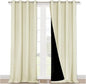 NICETOWN Living Room Completely Shaded Draperies, Privacy Protection & Noise Reducing Ring Top Drapes, Black Lined Insulated Window Treatment Curtain Panels (Beige, 2 Pieces, W52 x L102)