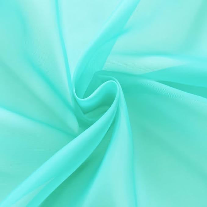 SpaceDresser Sheer Voile Window Treatment Rod Pocket Curtain Panels for Kitchen Bedroom Living Room Drapes Sunlight Filtering Privacy Semi Home Decor Assorted Colors Sizes (Turquoise, 52 W x 84 L)