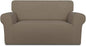 PureFit Super Stretch Sofa Slipcover – Spandex Non Slip Soft Couch Sofa Cover, Washable Furniture Protector with Non Skid Foam and Elastic Bottom for Kids, Pets （Loveseat, Natural）