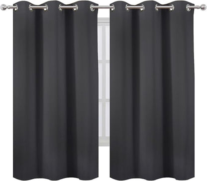LEMOMO Dark Grey Thermal Blackout Curtains/38 x 63 Inch/Set of 2 Panels Room Darkening Curtains for Bedroom