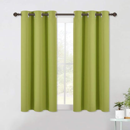 NICETOWN Blackout Curtains & Drapes for Bedroom, Fresh Green, W34 x L48, Set of 2, Triple Weave Grommet Top Thermal Insulated Light Blocking Panels for Bathroom/Living Room
