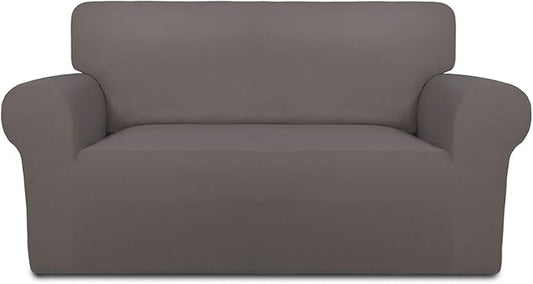 PureFit Super Stretch Sofa Slipcover – Spandex Non Slip Soft Couch Sofa Cover, Washable Furniture Protector with Non Skid Foam and Elastic Bottom for Kids, Pets （Loveseat, Taupe）