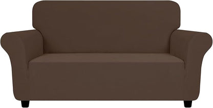 ZNSAYOTX Super Stretch Loveseat Covers (57"-70"), New Striped Love Seat Slipcover, Dogs Pet Friendly Anti-Slip Couch Protector Spandex Durable 2 Seater Fabric Sofa Cover (Coffee, Loveseat)