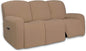 PureFit Super Stretch 3 Seats Recliner Chair Sofa Couch Cover with Pocket – Non Slip Soft Sofa Slipcover, Washable Spandex Reclining Furniture Protector for Kids, Pets (Recliner Sofa, Camel)