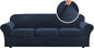 H.VERSAILTEX Velvet 4 Piece High Stretch Sofa Slipcover Sofa Cover Furniture Protector Form Fit Luxury Thick Velvet Extra Large Sofa Cover for 3 Cushion Couch Width Up to 105 Inch (XL Sofa, Navy)