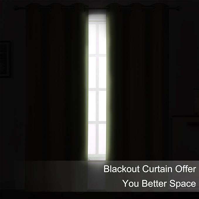 LEMOMO Blackout Curtains 52 x 108 inch/Sage Green Curtains Set of 2 Panels/Thermal Insulated Room Darkening Bedroom Curtains