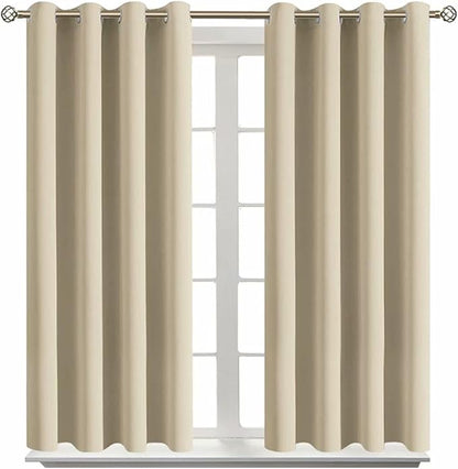 BGment Room Darkening Curtains 54 Inches Long - Grommet Thermal Insulated Drapes Window Treatment Curtains for Bedroom, 2 Panels, 52 x 54 Inch, Beige