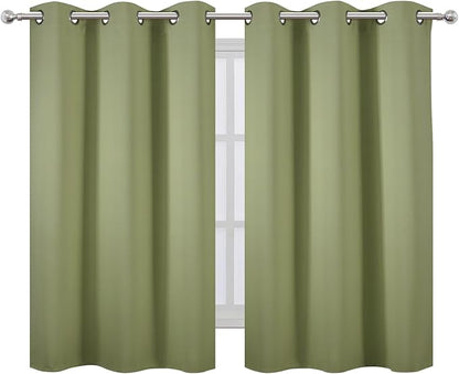 LEMOMO Sage Green Blackout Curtains/38 x 54 Inch/Set of Two Panels Grommet Living Room Curtains