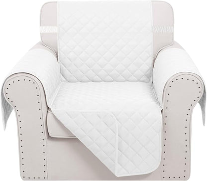 Recliner Chair Covers Reversible Sofa Cover Couch Cover for Pets Lazy Boy Furniture Protector(23''Chair,White/White)
