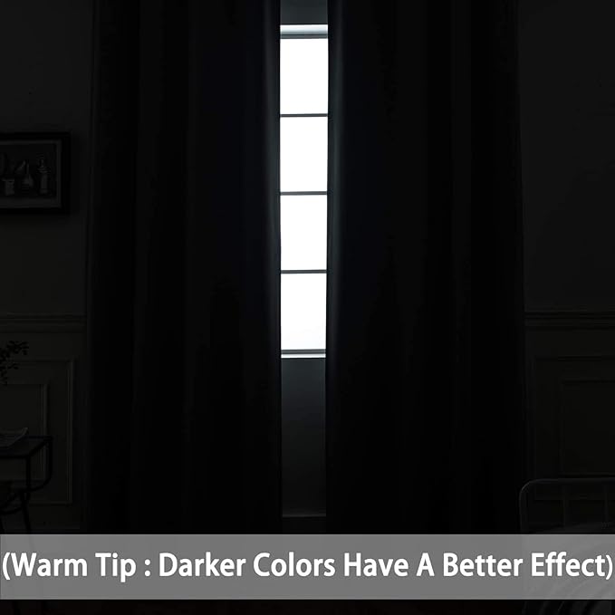 Yakamok Dark Green Blackout Curtains for Bedroom, Room Darkening Thermal Insulated Grommet Window Curtains, Light Blocking Blackout Drapes for Living Room, 38Wx54L inch,2 Panels