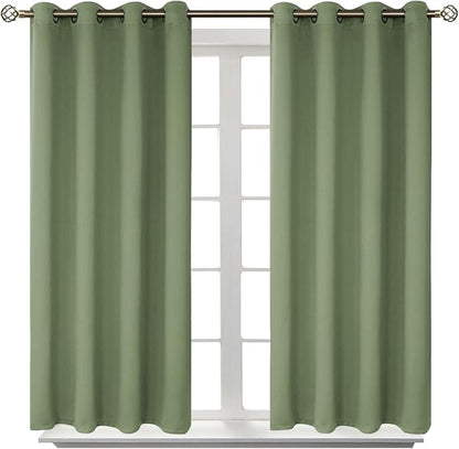 BGment Room Darkening Curtains 45 Inches Long - Grommet Thermal Insulated Drapes Window Treatment Curtains for Bedroom, 2 Panels, 52 x 45 Inch, Grass Green