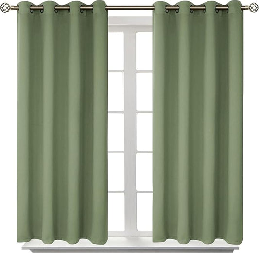 BGment Room Darkening Curtains 45 Inches Long - Grommet Thermal Insulated Drapes Window Treatment Curtains for Bedroom, 2 Panels, 52 x 45 Inch, Grass Green