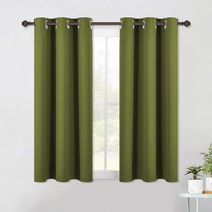 NICETOWN Blackout Curtain Panels for Bedroom, 2 Panels, W42 x L60 inches, Olive Green, Thermal Insulated Grommet Top Blackout Draperies and Drapes